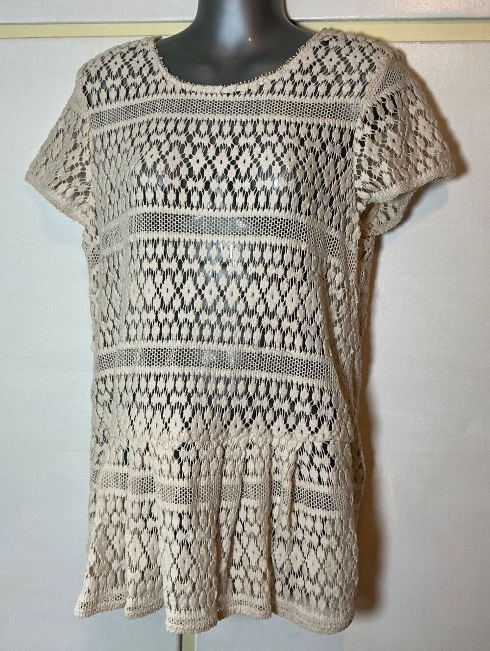 Sundance Women's Small S White Boho Short Sleeve Blouse